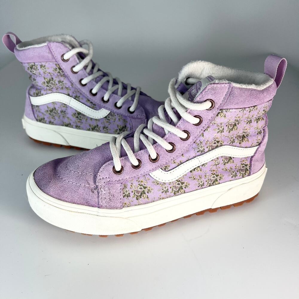 Vans Floral Canvas Sk8-Hi  MTE Sneakers Shoes Purple 751505 Kids Youth Girl 3